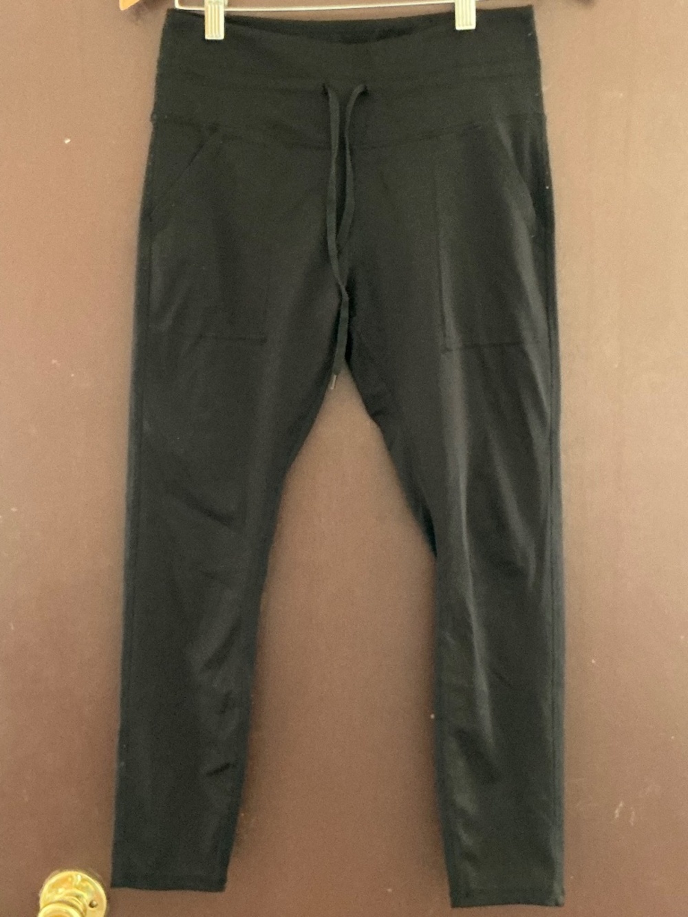 Leg End, black drawstring leggings, size M